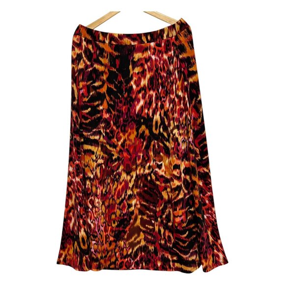 Allie & Rob Womens XL Multicolor Animal Print Maxi Skirt Modest Flowy Stretchy - Picture 2 of 10